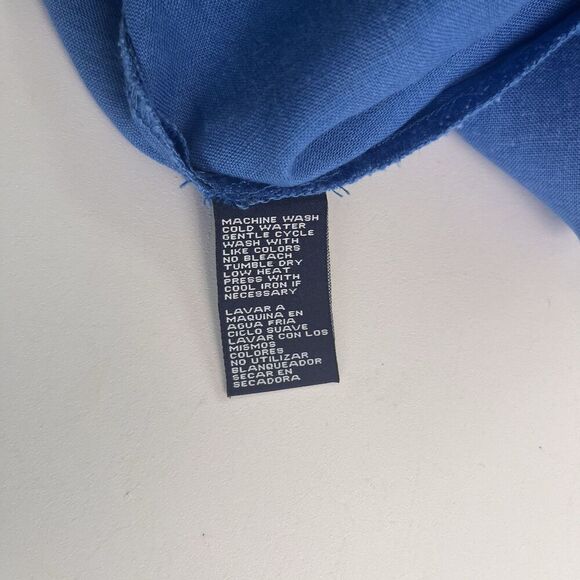 Jones New York 3X Linen Tunic Top Blue Eyelet Lace Relaxed Boho Coastal - Picture 10 of 11